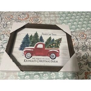 Kringle's Christmas Farm Fresh Cut Trees -‎ Framed Holiday Wall Art  NIB